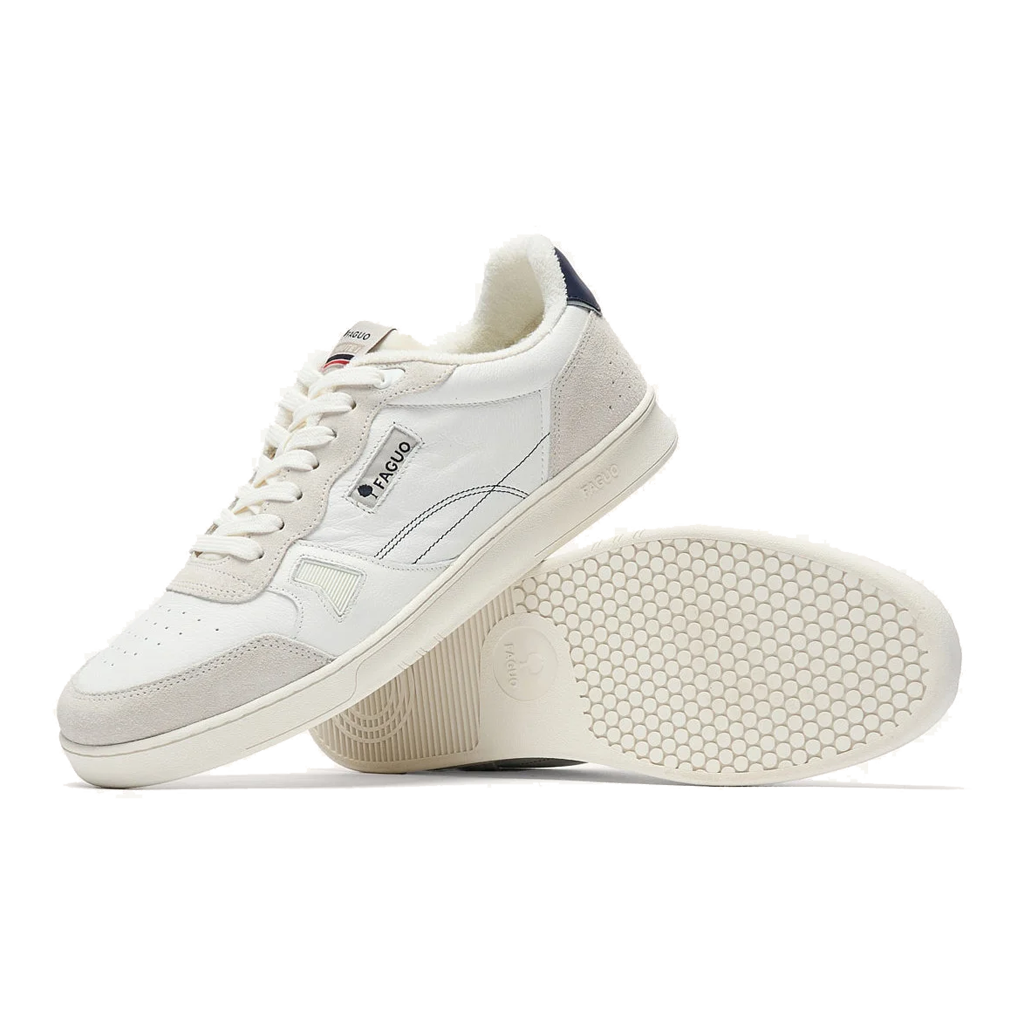 lacets blancs pour baskets FAGUO COMMUTE 1 blanc et bleu marine cuir et suède