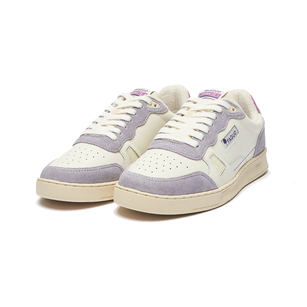 lacets blancs pour baskets FAGUO COMMUTE 1 blanc et rose grisé cuir