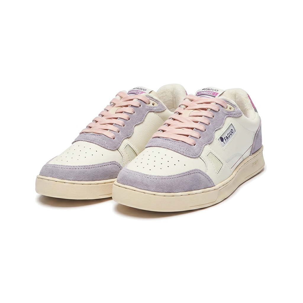 lacets rose clair pour baskets FAGUO COMMUTE 1 blanc et rose grisé cuir