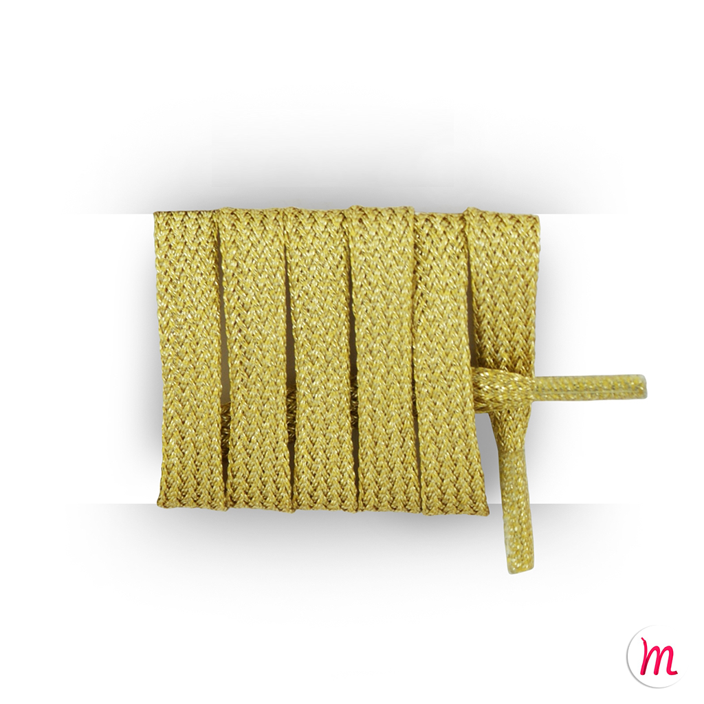 Lacets plats & larges feuille d'or brillant