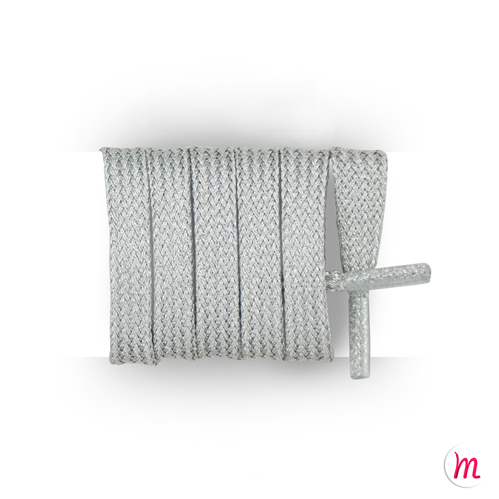 Lacets plats & larges gris argenté brillant