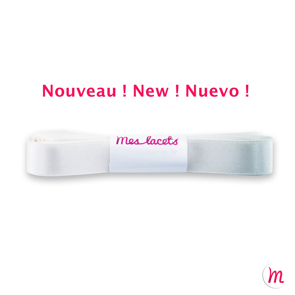 Lacets plats & larges blanc nacré satiné
