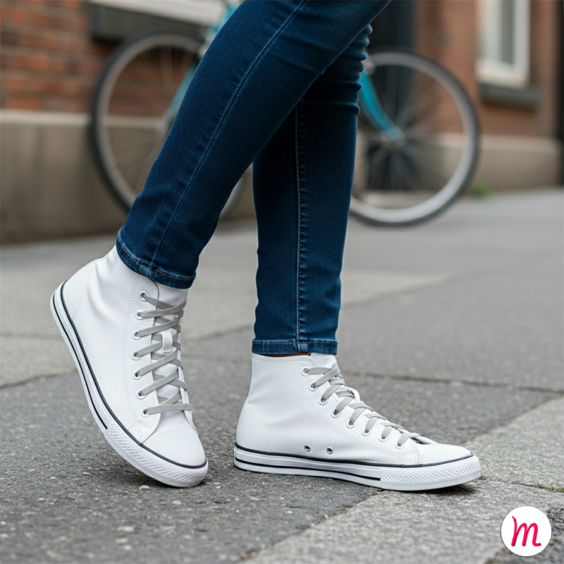 lacets plats et larges longueur 150 cm largeur 7 mm longueur couleur gris garenne