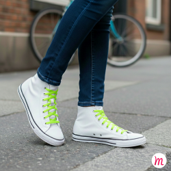 lacets plats et larges longueur 150 cm largeur 7 mm longueur couleur jaune fluo