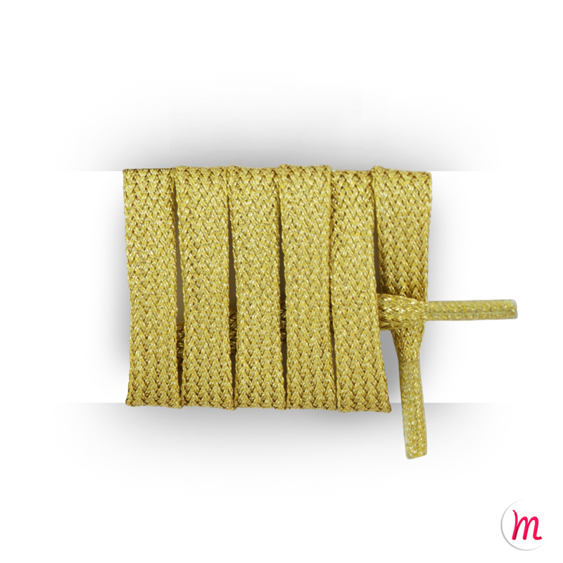 lacets plats et larges longueur 150 cm largeur 7 mm longueur couleur feuille d'or brillant
