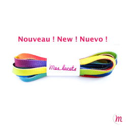 lacets plats et larges longueur 90 cm largeur 7 mm longueur couleur arc-en-ciel