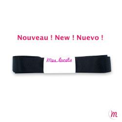 lacets plats et larges longueur 90 cm largeur 7 mm longueur couleur noir satiné