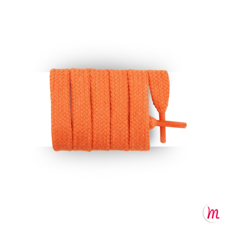 lacets plats et larges longueur 125 cm largeur 7 mm longueur couleur orange soucis