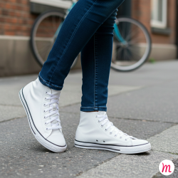 lacets plats et larges longueur 125 cm largeur 7 mm longueur couleur blanc neige