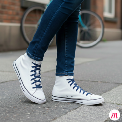 lacets plats et larges longueur 125 cm largeur 7 mm longueur couleur bleu airelles