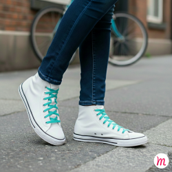 lacets plats et larges longueur 125 cm largeur 7 mm longueur couleur bleu turquoise