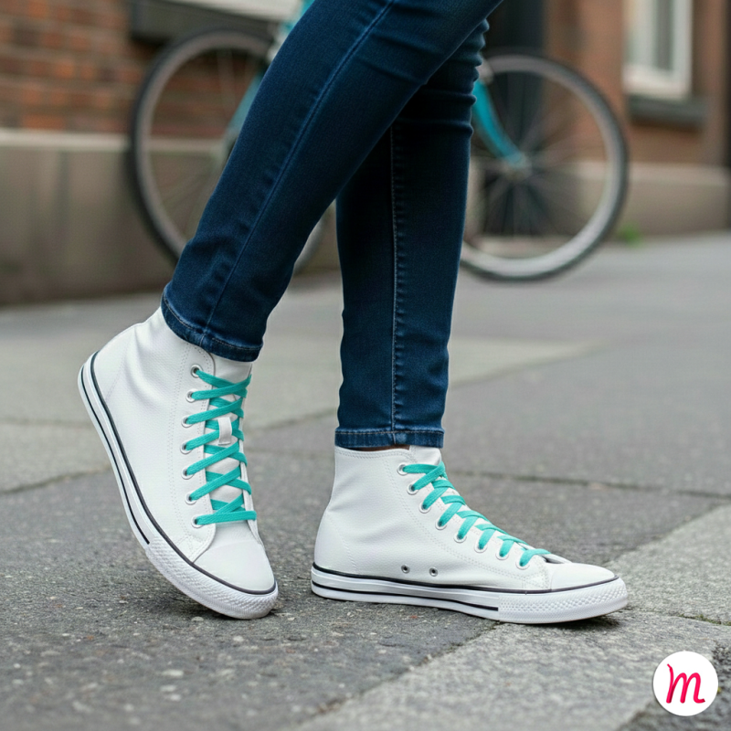 lacets plats et larges longueur 125 cm largeur 7 mm longueur couleur bleu turquoise