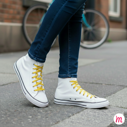 lacets plats et larges longueur 125 cm largeur 7 mm longueur couleur jaune canaris