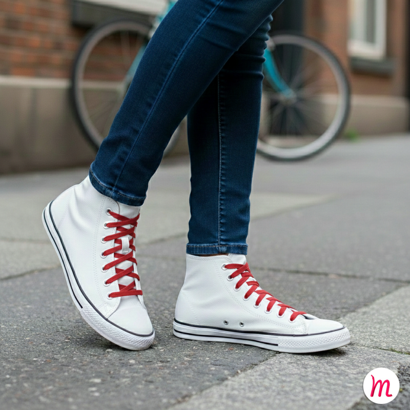 lacets plats et larges longueur 125 cm largeur 7 mm longueur couleur rouge passion