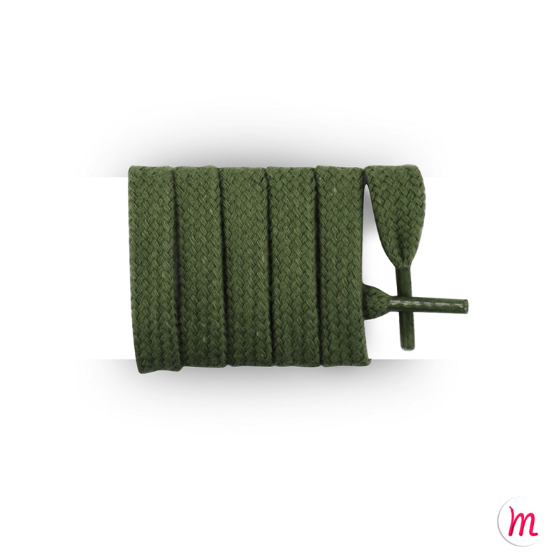 lacets plats et larges longueur 110 cm largeur 7 mm longueur couleur vert armée