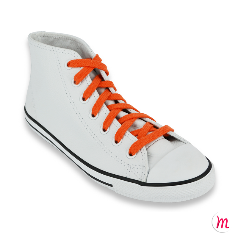 lacets plats et larges longueur 110 cm largeur 7 mm longueur couleur orange soucis