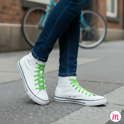 lacets plats et larges longueur 110 cm largeur 7 mm longueur couleur vert pastourelle