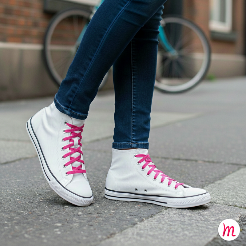 lacets plats et larges longueur 180 cm largeur 7 mm longueur couleur rose litchy