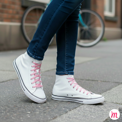 lacets plats et larges longueur 180 cm largeur 7 mm longueur couleur rose œillet