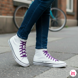 lacets plats et larges longueur 180 cm largeur 7 mm longueur couleur violet digital