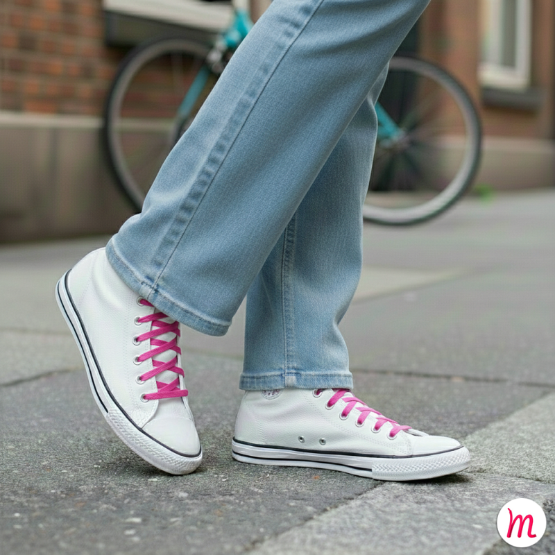 lacets plats et larges longueur 90 cm largeur 7 mm longueur couleur rose litchy