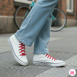 lacets plats et larges longueur 90 cm largeur 7 mm longueur couleur rouge passion