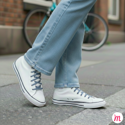 lacets plats et larges longueur 110 cm largeur 7 mm longueur couleur bleu jeans