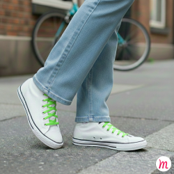 lacets plats et larges longueur 110 cm largeur 7 mm longueur couleur vert fluo