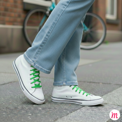 lacets plats et larges longueur 110 cm largeur 7 mm longueur couleur vert pastourelle