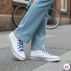 lacets plats et larges longueur 150 cm largeur 7 mm longueur couleur bleu azur