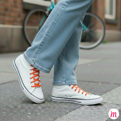 lacets plats et larges longueur 150 cm largeur 7 mm longueur couleur orange soucis