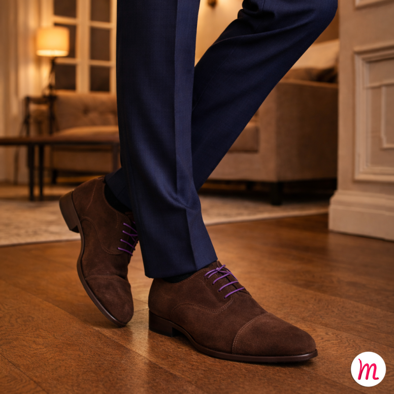 lacets ronds et fins cirés longueur 90 cm violet iris