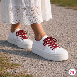 lacets plats et fins longueur 120 cm largeur 4 mm couleur rouge passion