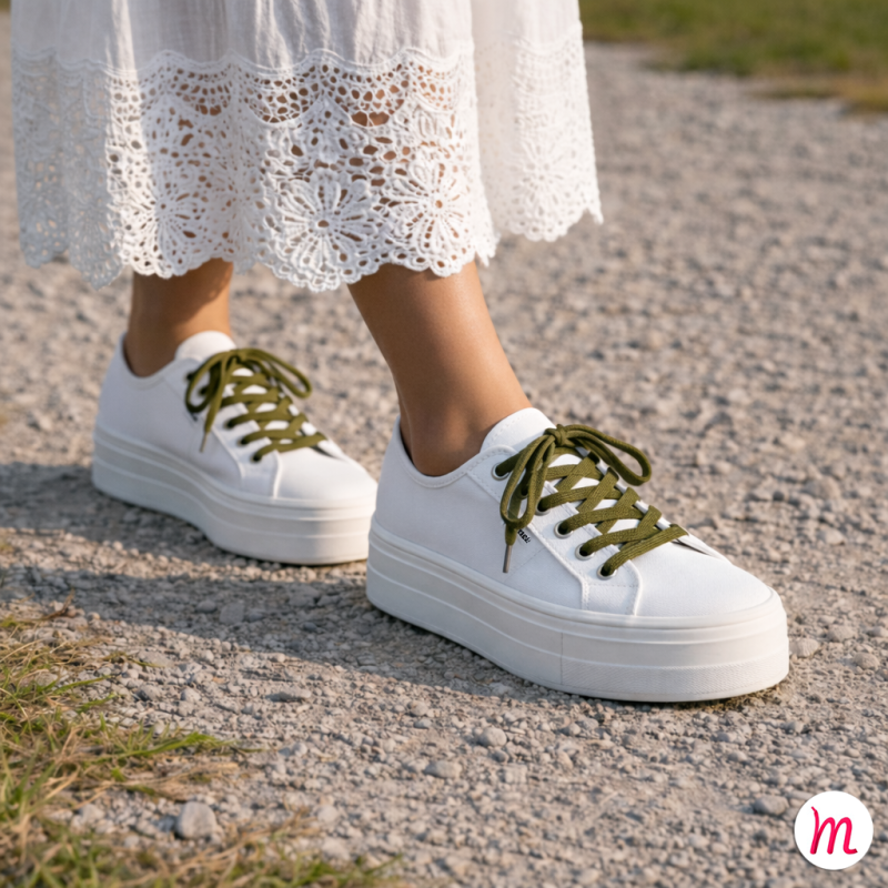 lacets plats et fins longueur 70 cm largeur 4 mm couleur vert armée