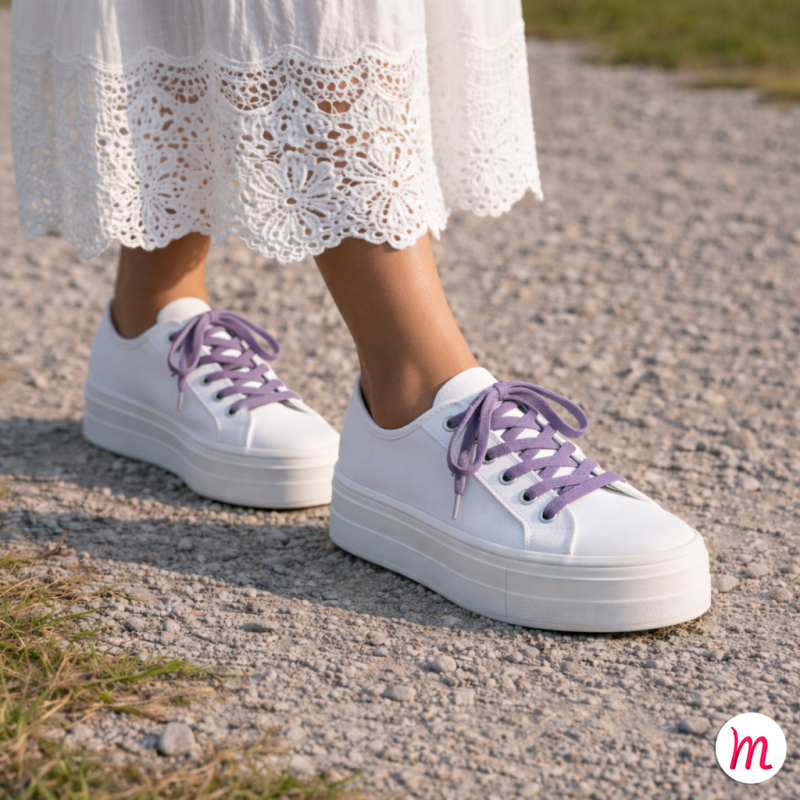 lacets plats et fins longueur 70 cm largeur 4 mm couleur mauve lavande