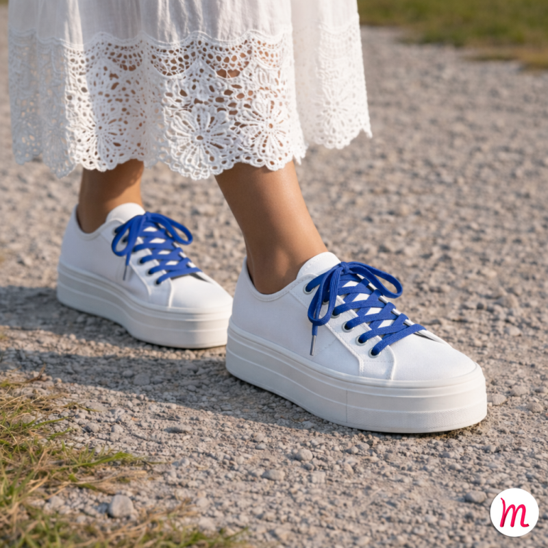 lacets plats et fins longueur 40 cm largeur 4 mm couleur bleu azur