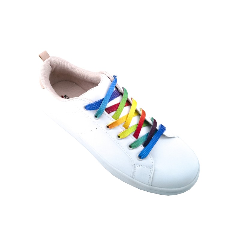 lacets plats et larges longueur 90 cm largeur 7 mm longueur couleur arc-en-ciel