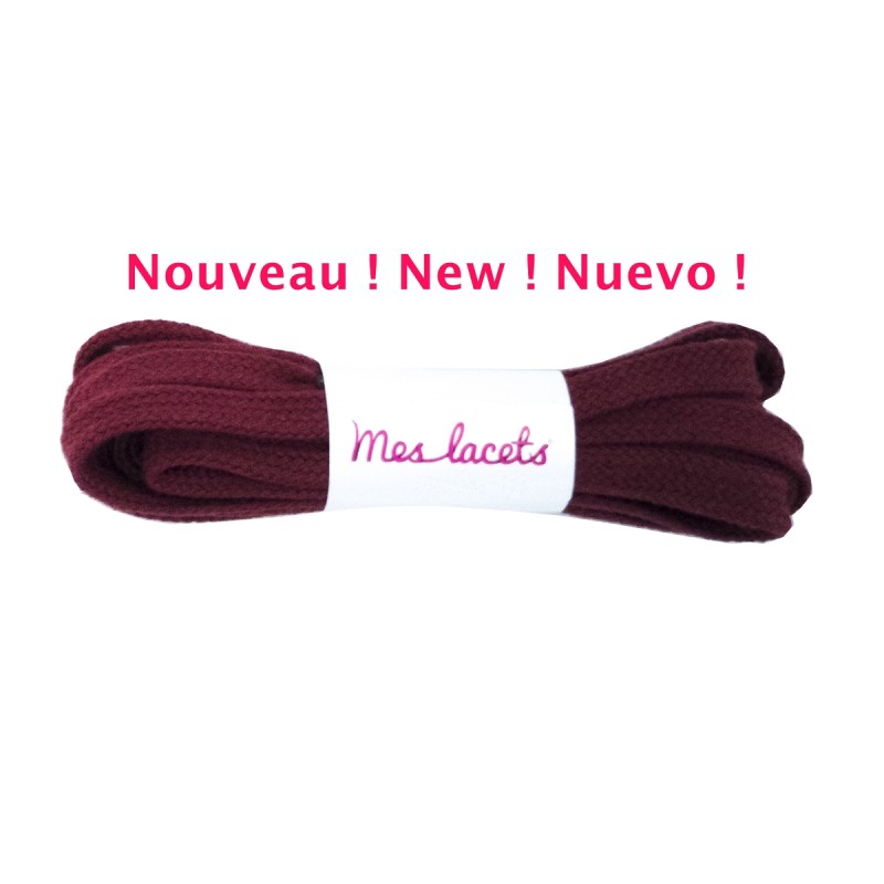 lacets plats et larges largeur 7 mm longueur couleur rouge bourgogne